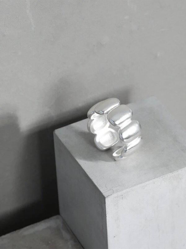 Anéis de prata esterlina 925 em aço para mulheres, joia fina com estética da moda e feita à mão para casamento 2021