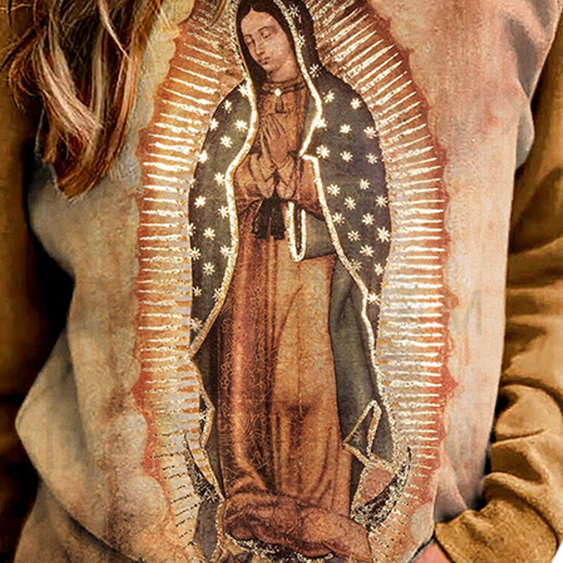 Oryginalny damski z naszej pani z Guadalupe maryi panny bluza z długim rękawem Top NYZ Shop
