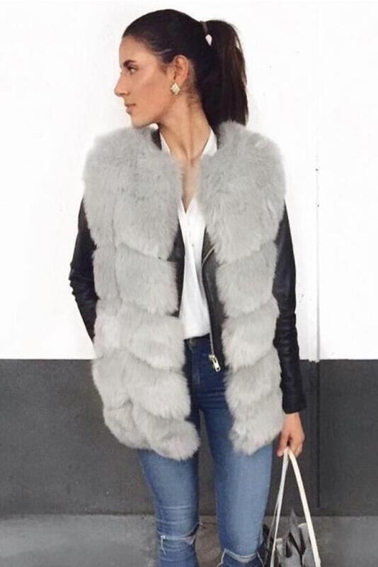 Abrigo grueso de piel sintética para mujer, chaqueta sin mangas de Color sólido, combina con todo, chaleco cálido, otoño e invierno, 2021