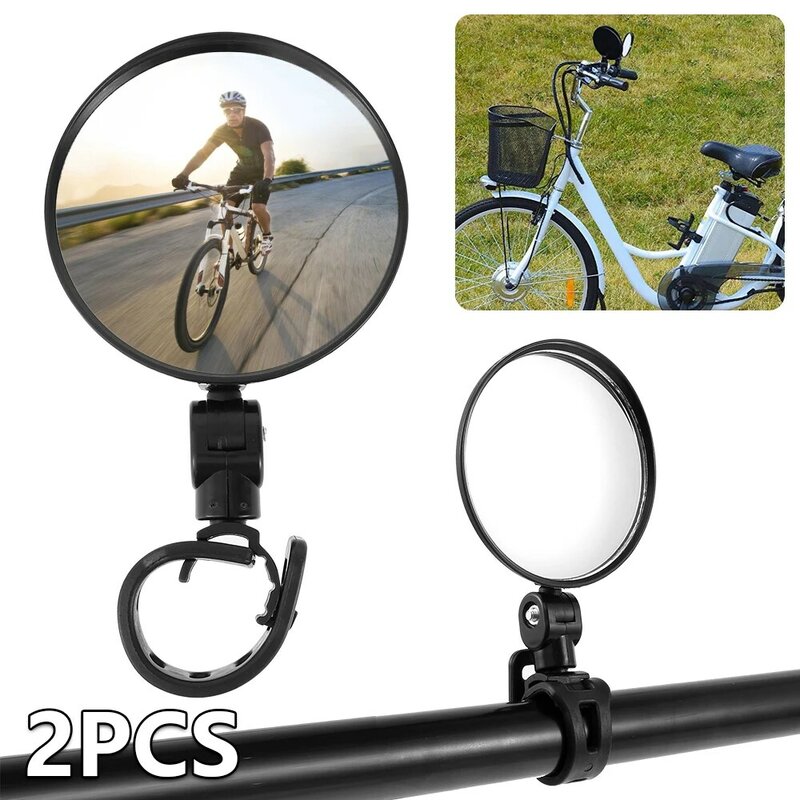 2 قطعة مرآة الدراجة 360 درجة تدوير دراجة مرايا الرؤية الخلفية خفيفة الوزن زاوية واسعة المقود مرايا الرؤية الخلفية للدراجات الدراجة