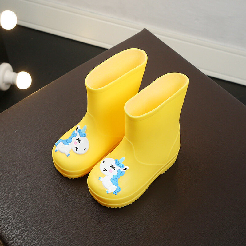 Zapatos de lluvia para niños y niñas, botas de agua antideslizantes impermeables para las cuatro estaciones, con diseño de caballo de arco iris