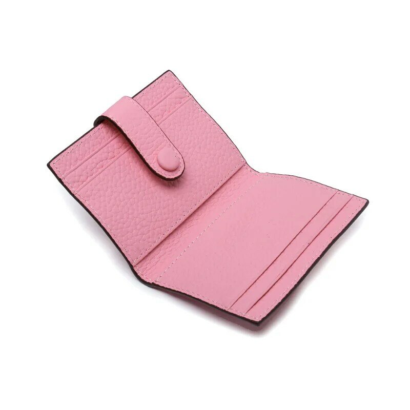 Fashion Card Holder Money Bag Genuine Leather Zipper Buckle Womens Wallets and Purses Designer Brand Hasp Solid Cash Pocket 2021