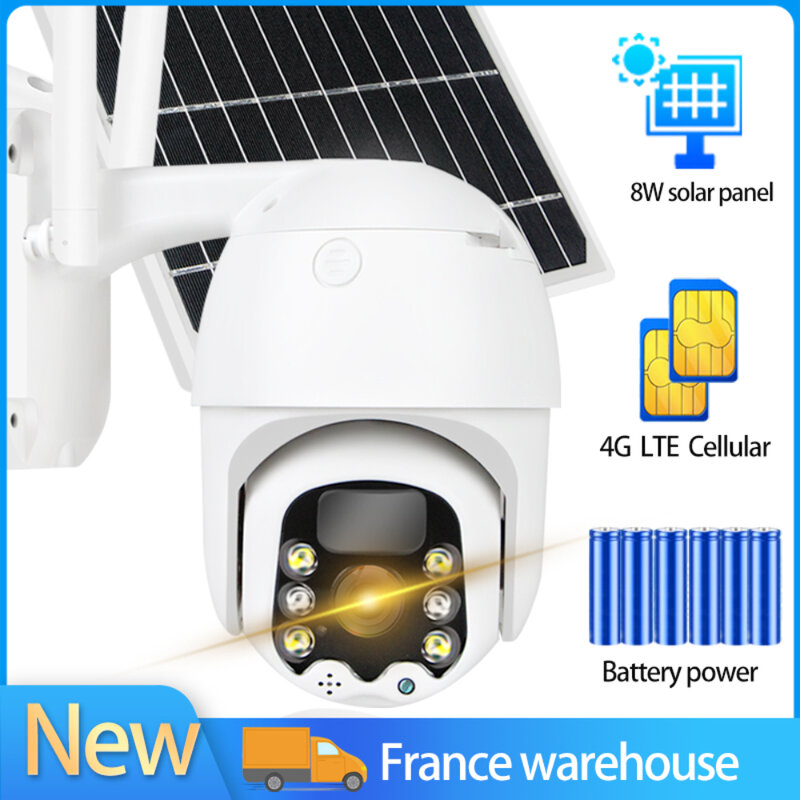 Cámara IP Solar para exteriores, dispositivo de videovigilancia con tarjeta Sim 4G, WiFi, batería de seguridad 360, protección para el hogar CCTV camaras de vigilancia con wifi Cámara de seguridad