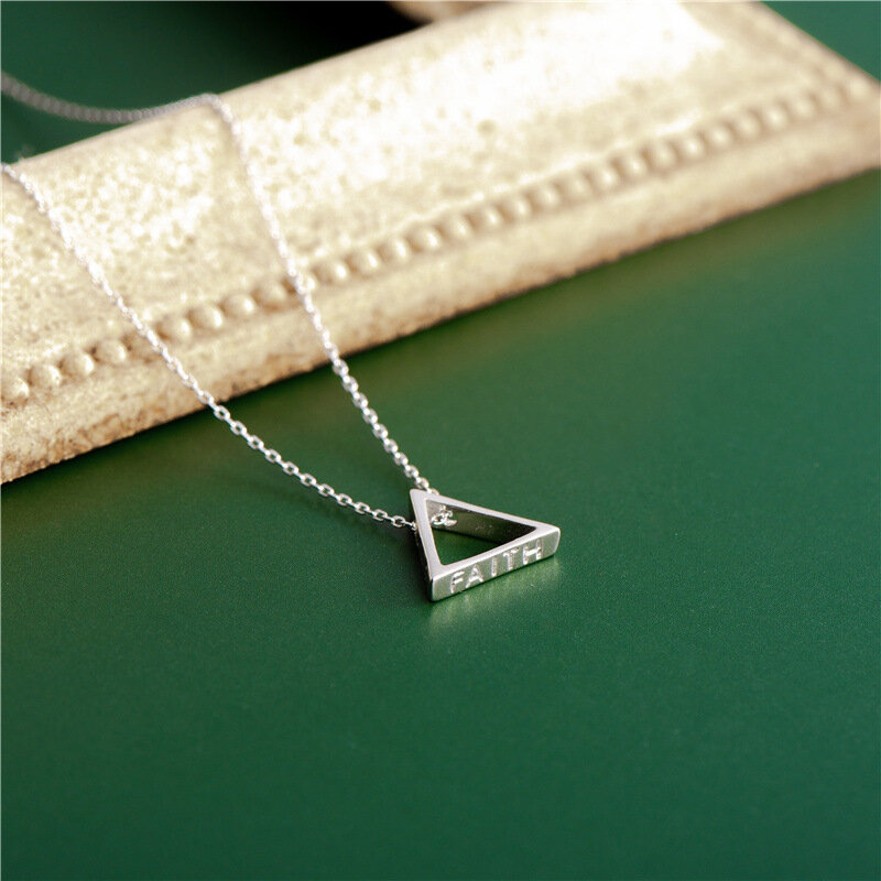 Sodrov 925 prata esterlina colar pingente para mulher triângulo colar amor fé pingente de prata 925 jóias pingente colar