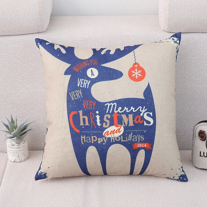 Xmas Party Cushion Cover Christmas Linen Pillow Cover Pillowcase Cushions For Sofa Home Decoration 45*45cm 40*40cm