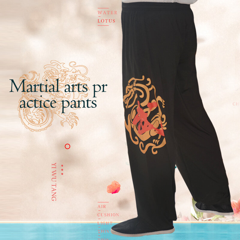 Yiwutang calças de artes marciais kung fu, calças taichi e wushu para mulheres e homens, novo estilo, exercício e treinamento de corrida