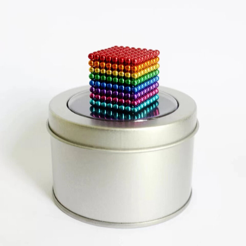 Juguete de bolas magnéticas de 3/5mm, bolas magnéticas de colores, Cubo de bloques de construcción, juguete de bolas magnéticas