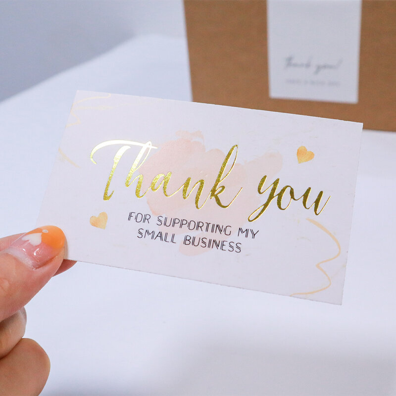 30 Pcs/pack foil gold thank you for supporting my small business card Small shop gift decorative card flower card 2021 NEW