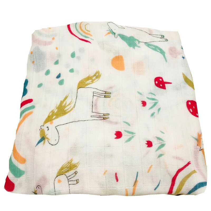 Муслиновое детское одеяло с фламинго, бамбуковые хлопковые пеленки, одеяла для новорожденных, марля для ванны, спальный мешок для младенцев, накидка на коляску, игровой коврик
