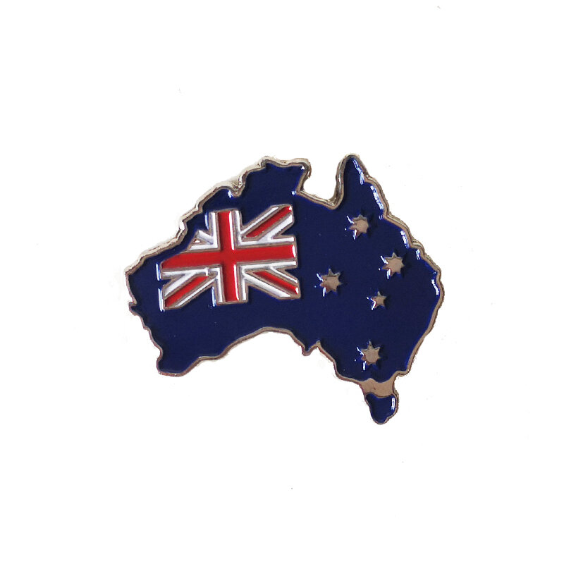 Australia Coutry Shape Map National Flag Lapel Pins Crystal Epoxy Metal Enamel Badge Paint Brooch Souvenir Suit  Personality