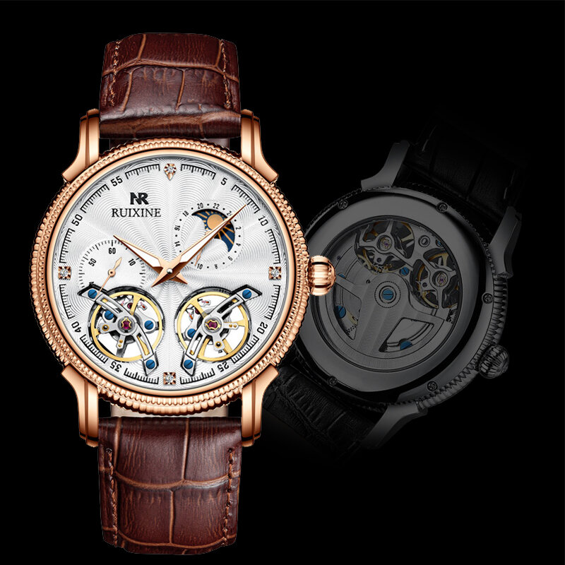 Новинка 2021, мужские часы ведущей марки Ruixine, роскошные механические модные светящиеся водонепроницаемые мужские часы из стали