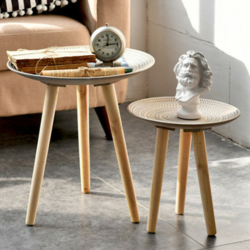 CuteLife Nordic Ins rotondo piccolo tavolo portaoggetti in legno mobili camera da letto soggiorno casa comodino moderno Stand tavolino