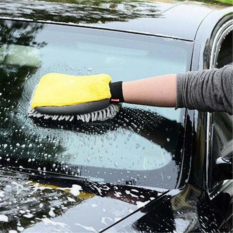 Водонепроницаемая микрофибра для мытья автомобиля, искусственная Толстая варежка для мытья автомобиля, щетка для воска и детейлинга, уход ...
