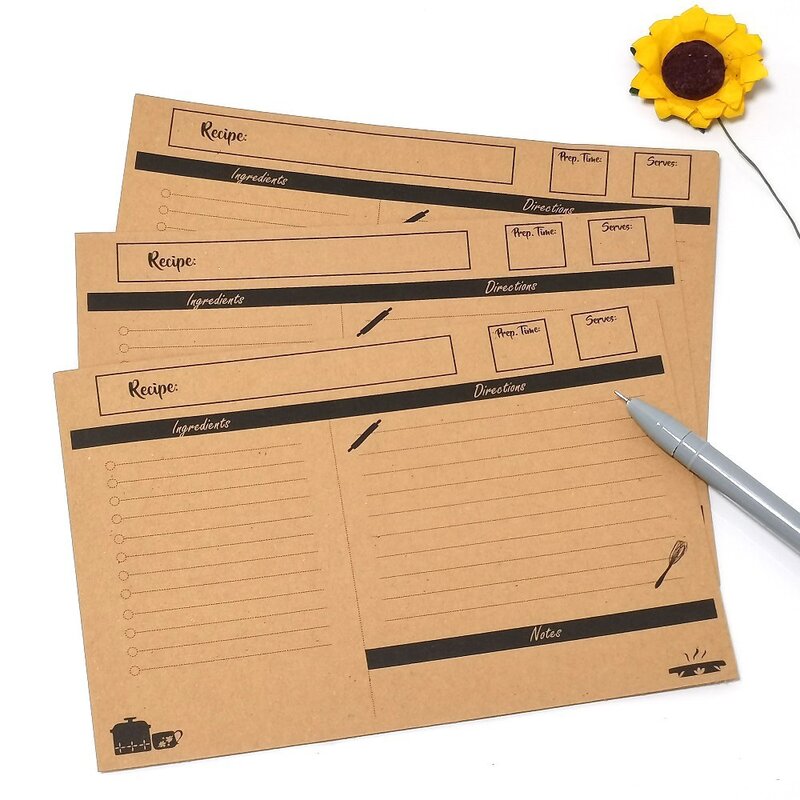 Cartes en papier kraft double face pour livre de recettes, notes de cuisine, haute qualité, 10cm x 15cm, 10 à 15 pièces