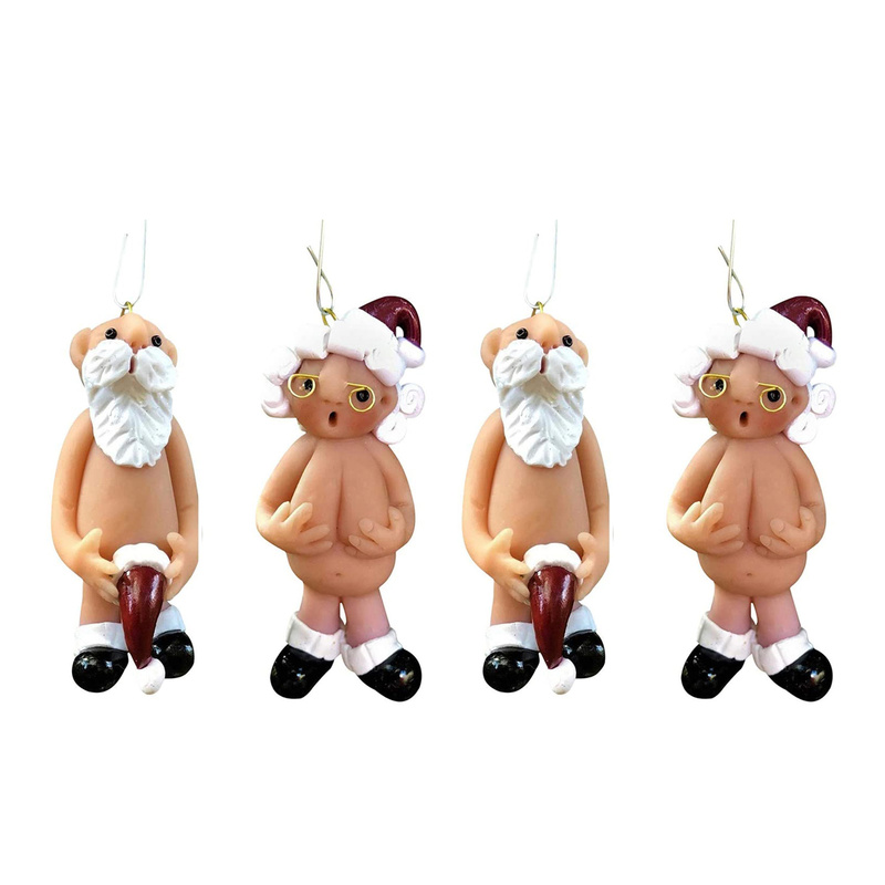 เรซิ่น Funny Naked Santa Claus จี้ตกแต่งต้นคริสต์มาสปี2022ใหม่พรรคสำหรับ Home Decor Xmas ชายหญิง Santa claus