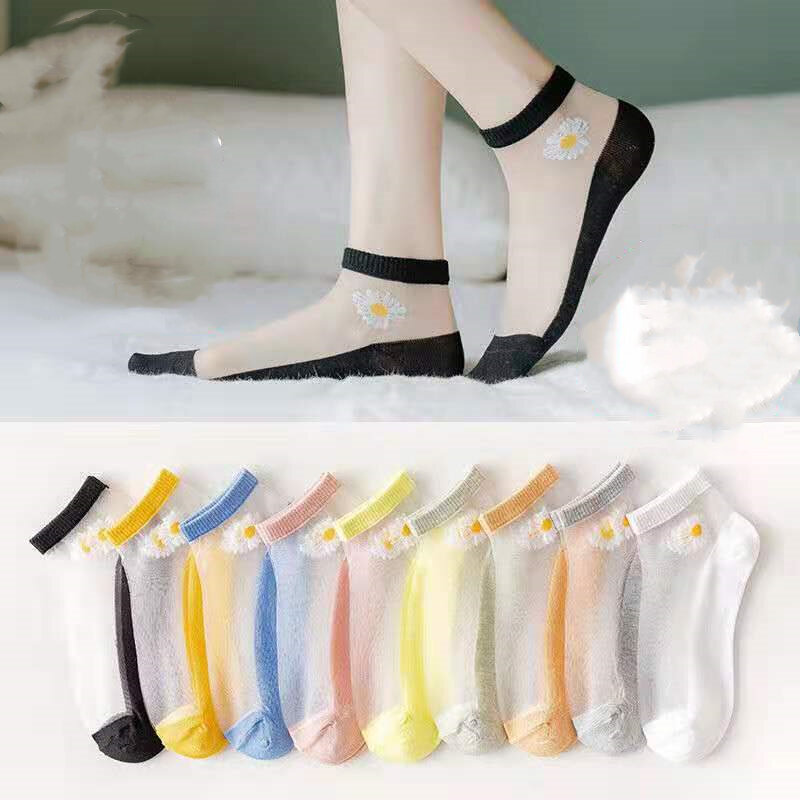 Calcetines de malla de silicona para mujer, medias de Color sólido invisibles, transpirables, Color caramelo, 3 pares