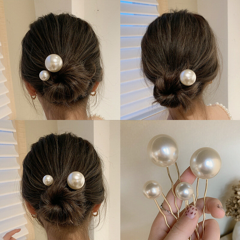 Moda Vintage pałeczki do włosów spinki do włosów dla kobiet prostota elegancka perła metalowe dziewczyny nakrycia głowy akcesoria do włosów 2021 nowość