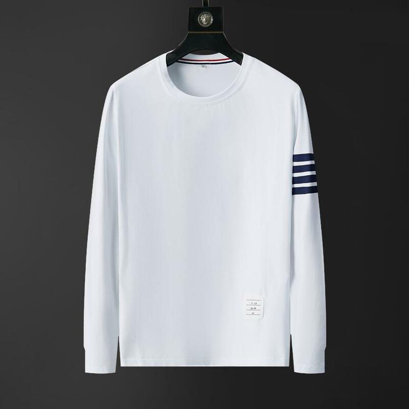 Camiseta de algodón para hombre, camisa informal de gran tamaño, ropa de calle, color blanco, a la moda, Otoño, 2020