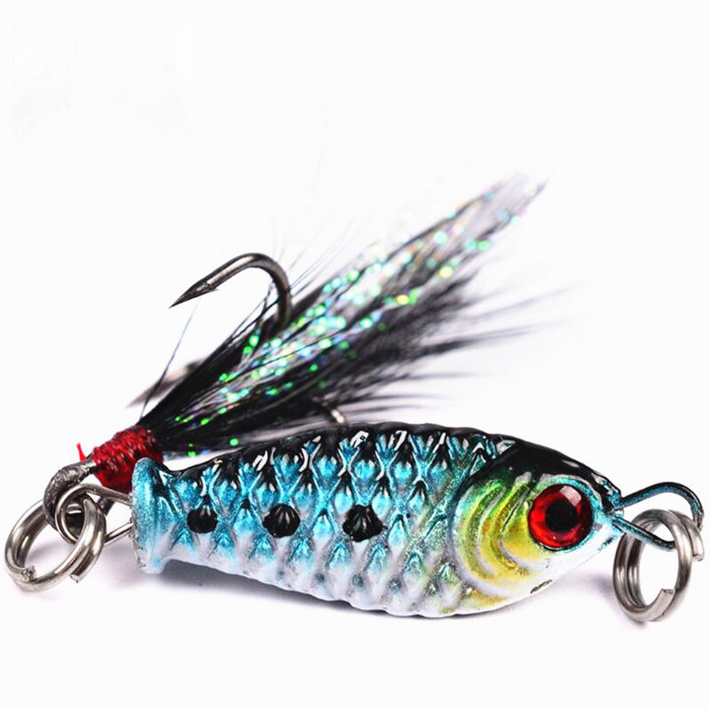 1 Or 4Pcs Fishing Bait Lead Fish 5.2g 25mm Minnow Lure 3Deyes Artificial Hard Bait With Feathers Hooks For Fishing