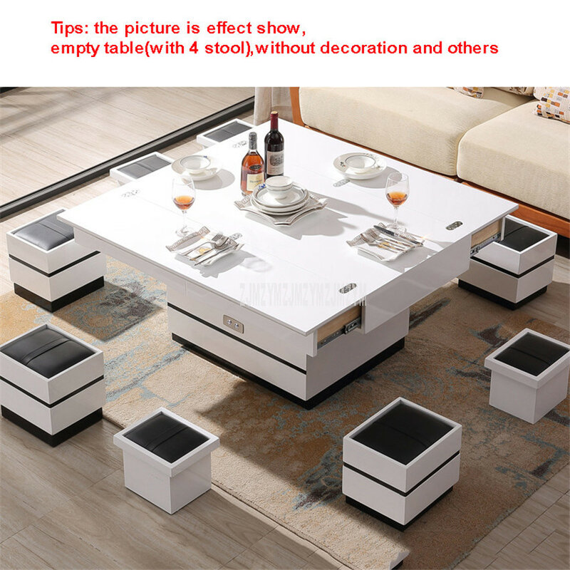 Juego de mesa de combinación para sala de estar, multifuncional, 3 en 1, se puede usar como comedor/ordenador/MESA de té con taburete 4x