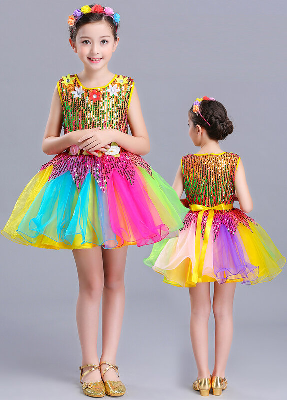 Meninas vestido de balé para crianças menina vestido de dança crianças lantejoulas trajes de balé para meninas tutu dança menina palco dancewear para o menino