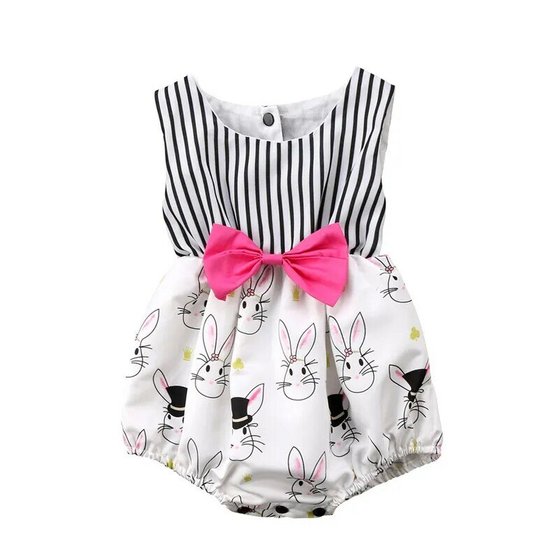 2020 Fashion Newborn Baby Girl Clothes Infant Bunny Rabbit Striped pagliaccetto tuta outfit abbigliamento 0-24M