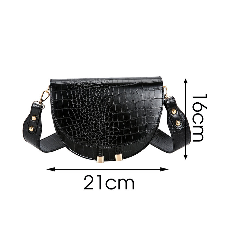 Famous Design Pu Leather Women Crossbody Bags Shopping Street Female Handbags Crocodile Semicircle Luxury Purse Shoulder Bags