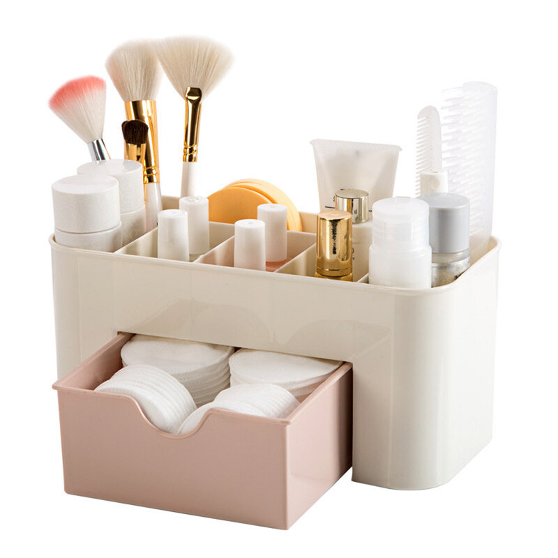 Caja de almacenamiento de plástico para cosméticos, cajón organizador, divisor, organizador de joyería y maquillaje, cajones de almacenamiento para el hogar