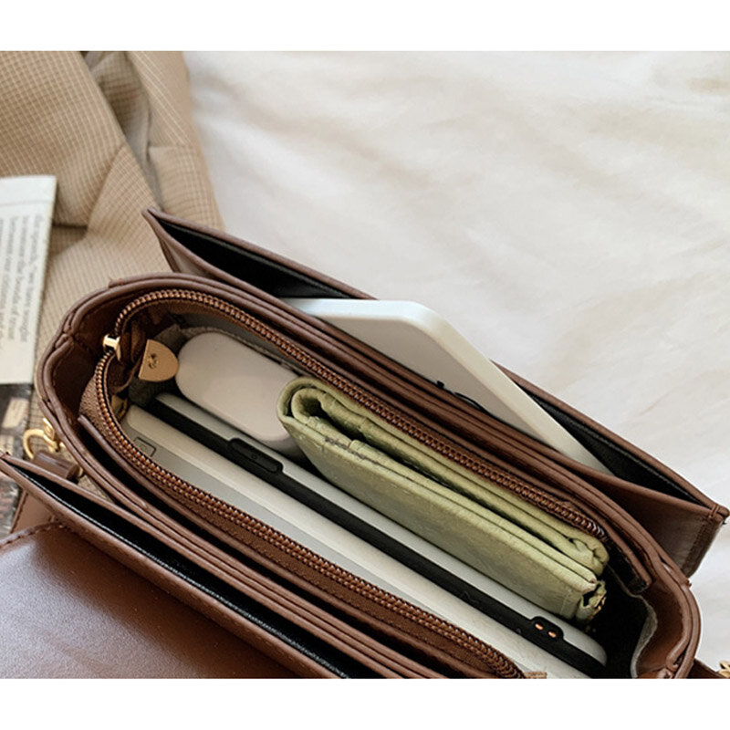 Frau Retro Schulter Taschen Weiche PU Leder Einfarbig Crossbody-tasche Mode Luxus Metall Lock Sattel Tasche Hohe Qulity Handtaschen