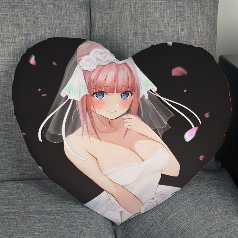 Federa per cuscini a forma di cuore Anime Nakano Nino a forma di cuore cuscino per biancheria da letto cuscino confortevole/federe di alta qualità