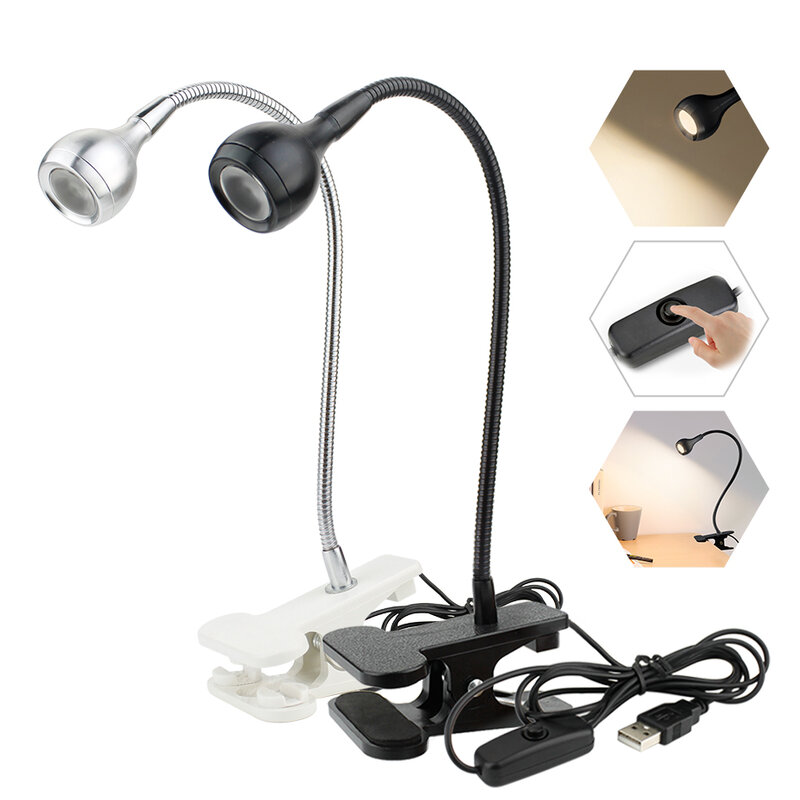 Lámpara de escritorio con soporte de Clip, fuente de alimentación USB, recargable, Led, de mesa, Flexible, plegable, protección ocular, luces de lectura para libros