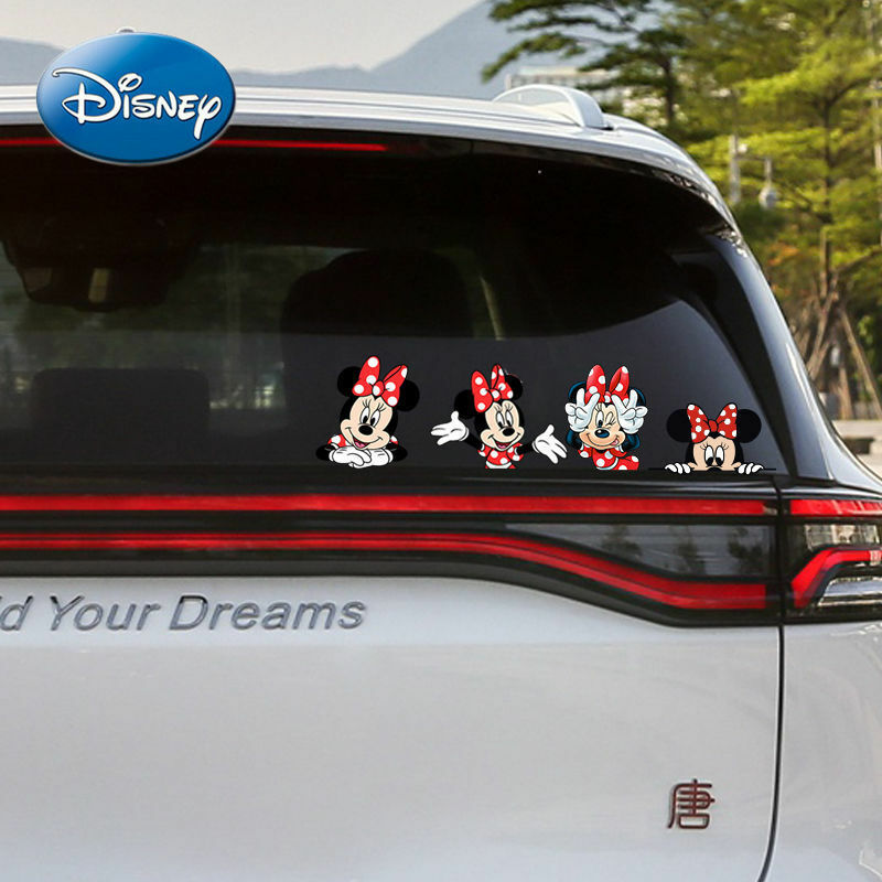 디즈니 미키 마우스 미니 연인 귀여운 안티 스크래치 자동차 도어 스티커 차단 범퍼, 만화 자동차 장식 스티커