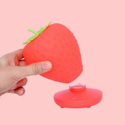 Creative home strawberry night light USB charging bedside decorative ambient light novelty LED silicone eye protection tablelamp