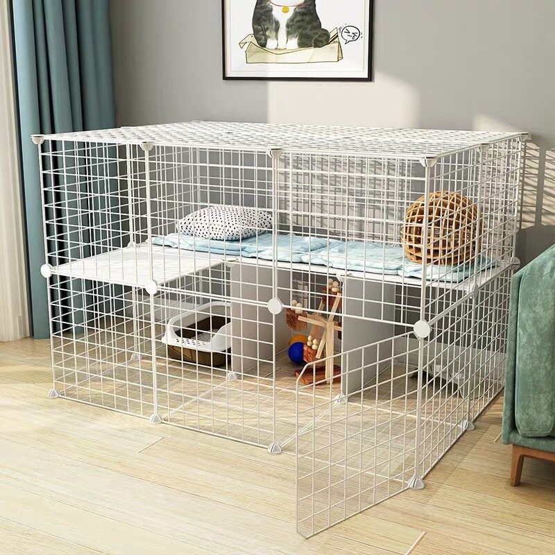 DIY Pet House Foldable Pet Playpen Iron Fence Puppy Kennel Exercise Training Puppy Kitten Space Rabbits/Guinea Pig/Hedgehog