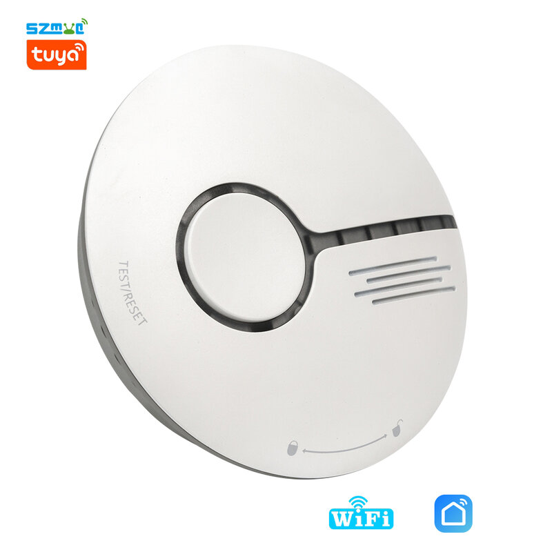 Tuya-Detector de humo inalámbrico para el hogar, sistema de alarma de protección contra incendios, sirena de 85dB integrada, Control por aplicación Smart Life, Wifi