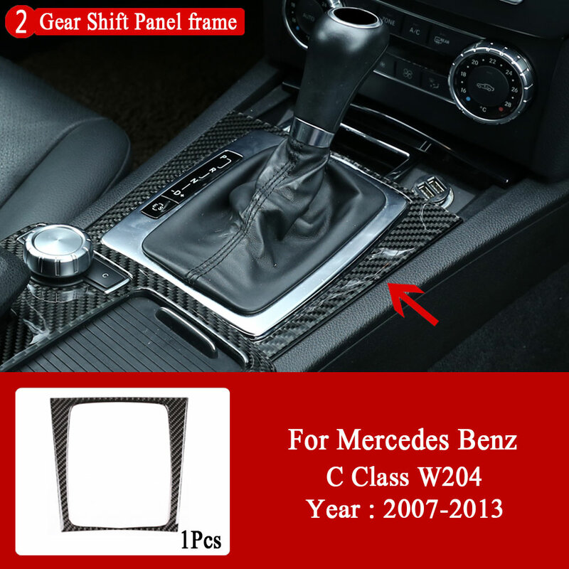 คาร์บอนไฟเบอร์สำหรับ Mercedes Benz C Class W204 2007-2013รถเซ็นทรัลควบคุมแผงตกแต่งฝาครอบ Trim สติกเกอร์รูปลอก
