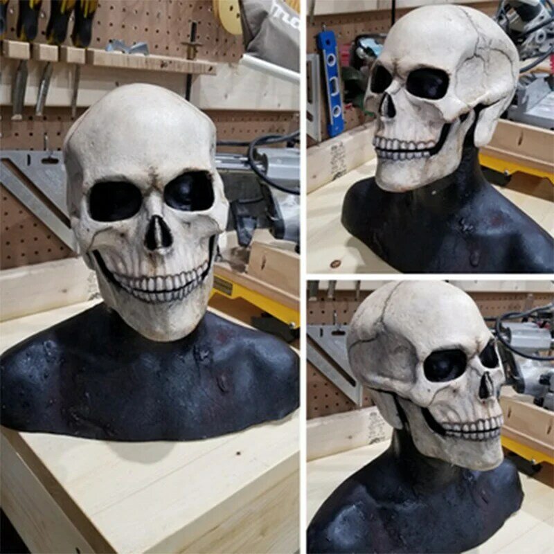 DIYAFS Trang Trí Halloween Di Chuyển Được Hàm Full Đầu Lâu Skull, Mặt Nạ Mũ Bảo Hiểm Đáng Sợ Mặt Nạ Hóa Trang Ngày Lễ Cho Tiệc