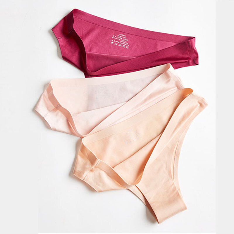 Women Panties Seamless Smooth Ultra-thin G-string Thongs Low Waist Lingerie Ice Silk Briefs Lady Underwear