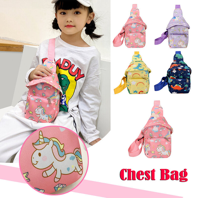 Children Chest Bag Cartoon Messenger Bag Money Pouch Horn Horse Printing Chest Bags Casual Cartoon Nylon Pocket