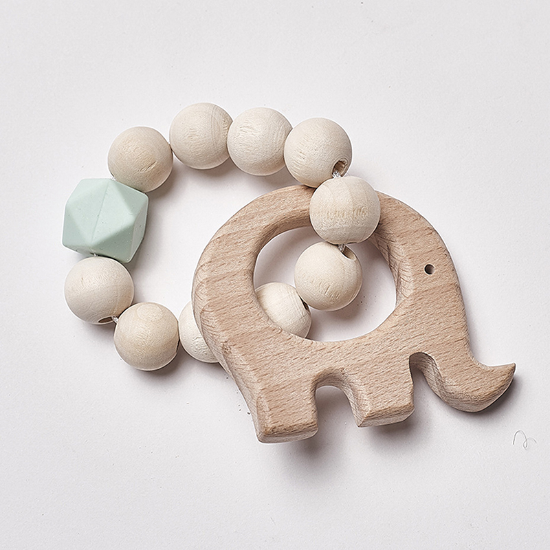 Sonaglio in legno faggio orso mano dentizione anello sonagli per bambini gioca passeggino giocattolo massaggiagengive giocattolo in legno sonaglio per bambini
