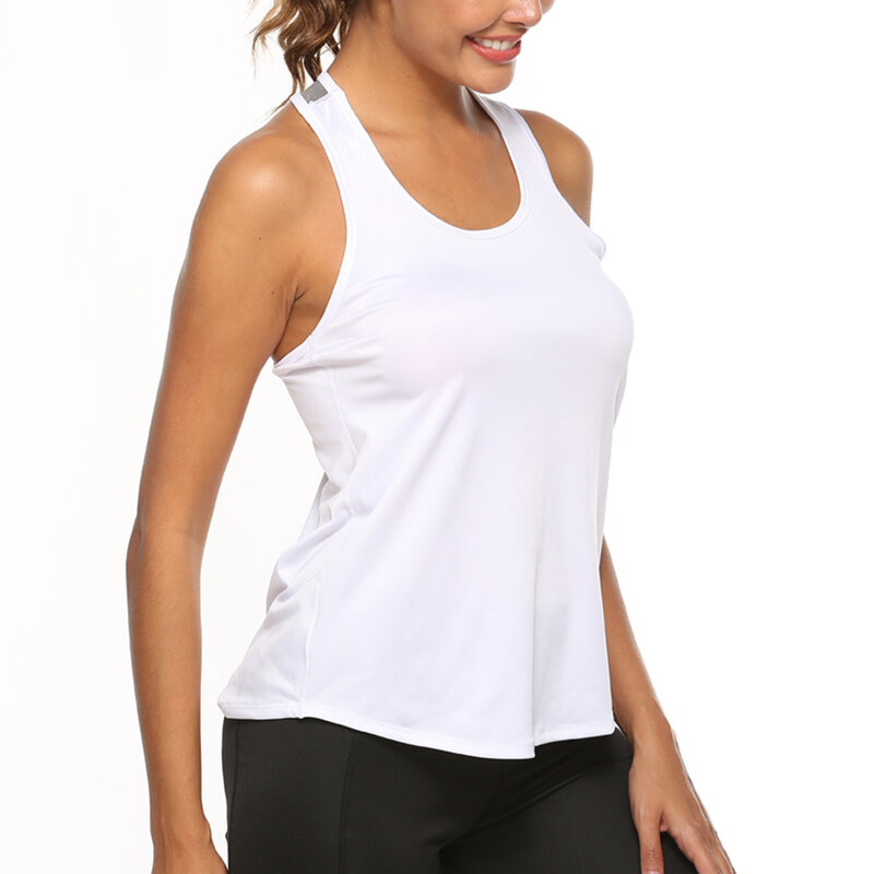 Hirigin Women Fitness Yoga Shirts Sleeveless Yoga Tank Tops Sexy Mesh Back Workout Quick Dry Sports Vest Ladies Running T Shirt