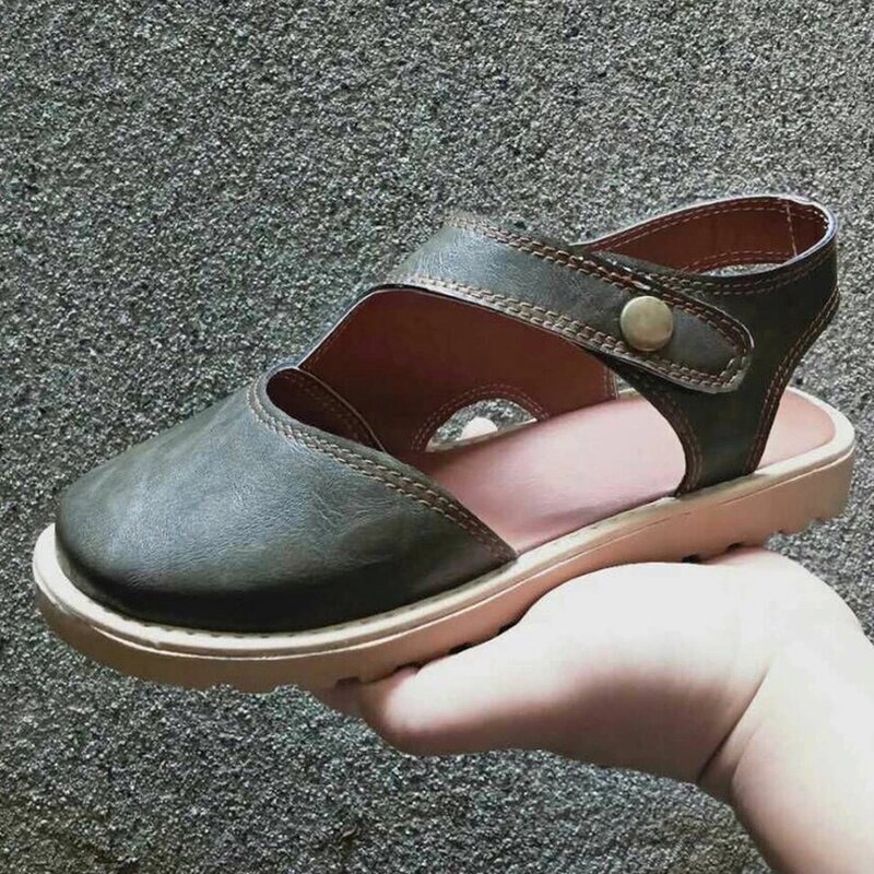Sandálias casuais de tamanho grande para o verão, sapatos femininos confortáveis, cor pura, tamanho único, 2021