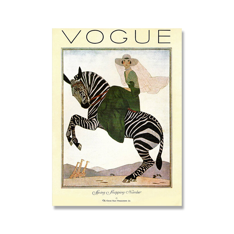 Vintage Vogue Magazine Cover plakaty Nordic Canvas modne do malowania na ścianie sztuka, kobieta zdjęcia do salonu Home Decor