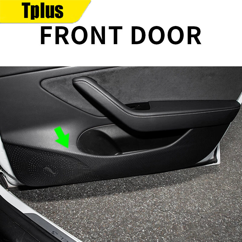 Tplus-Protector de puerta de coche modelo 3 para Tesla modelo 3 2021, protección de película lateral de umbral, accesorios de modelado