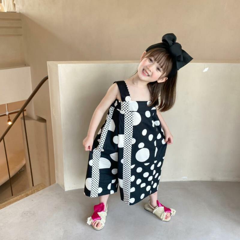 Baby Girl Summer New Dot Jumpsuits Kids Cotton Overalls Toddler And Teenage Loose Pants 1-16 Years Jumpsuits Wz254