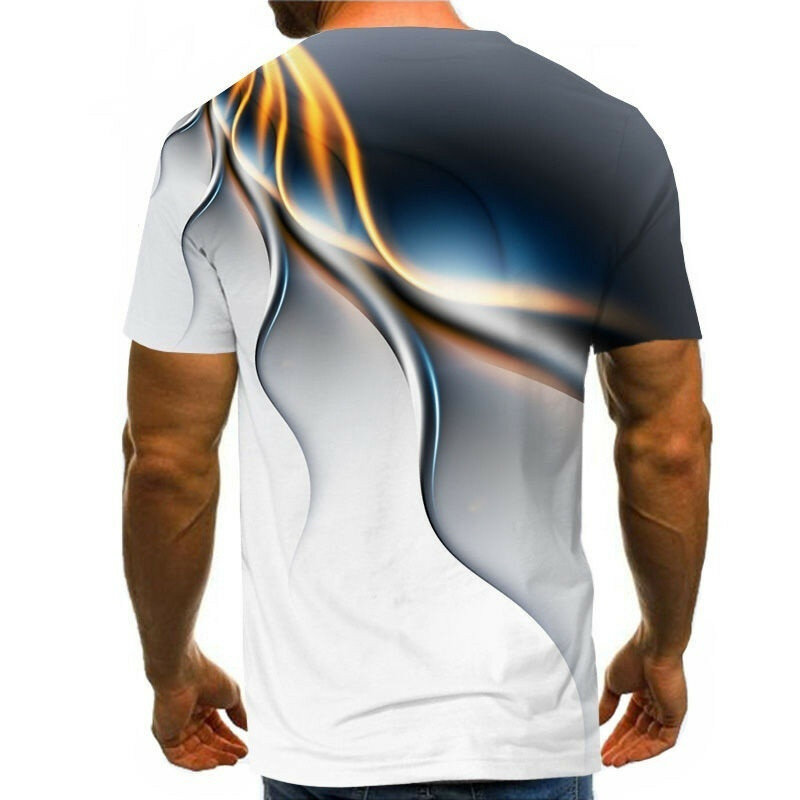 Męska koszulka z nadrukiem 3D osobowość błyskawica T koszula z krótkim rękawem Casual T Shirt 2021 nowa koszulka letnia