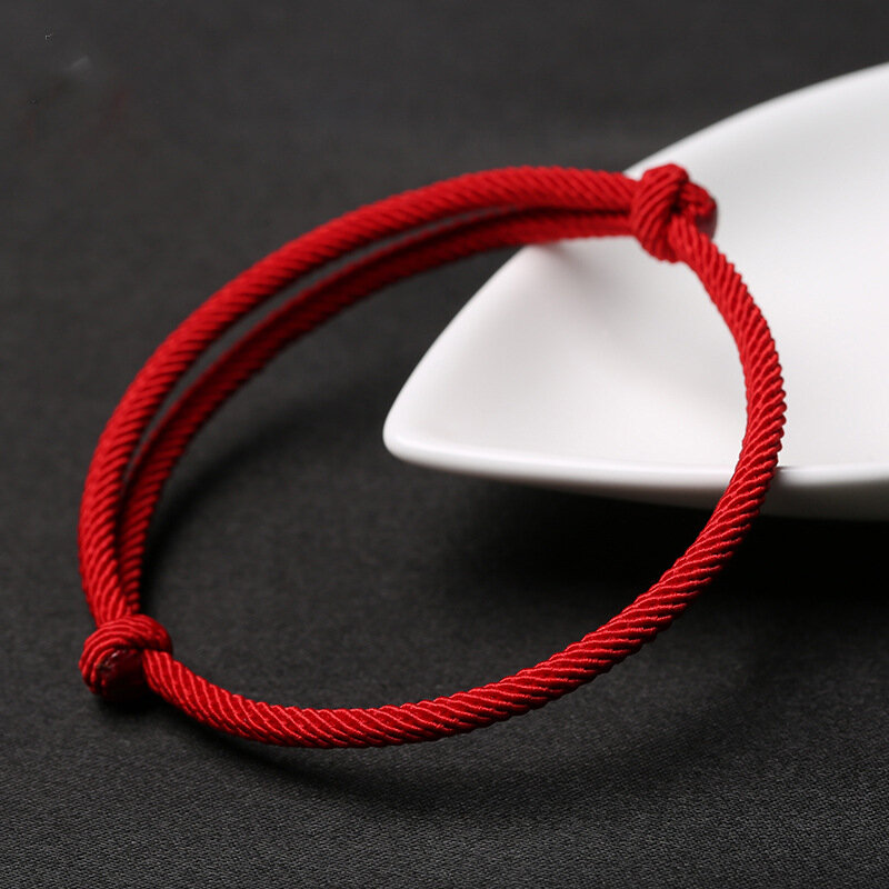 Pulsera de cuerda roja de la suerte para hombre y mujer, brazalete de cuerda tejida hecha a mano, regalo de joyería para pareja, 2022