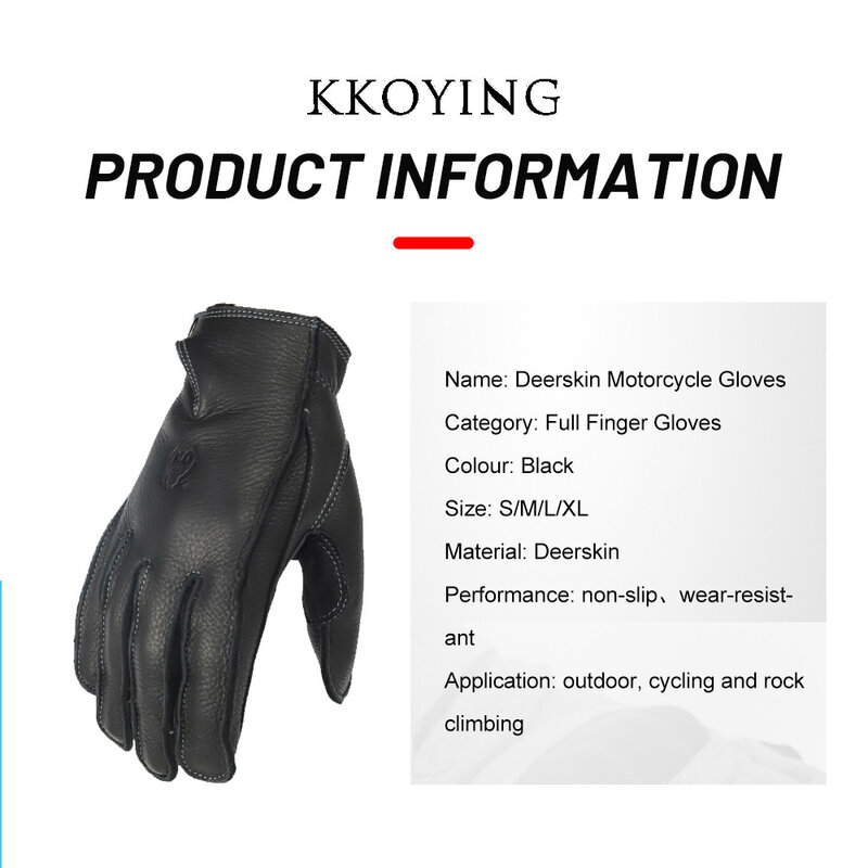 Ready Stock Deerskin Leather Motorcycle Gloves Riding Glove Working Gloves