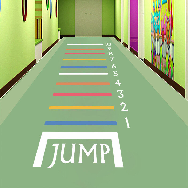 Autocollant mural de jeu de saut pour chambre d'enfants, étiquette amovible, dessin animé, jeu d'école, pour maternelle, pour pépinière