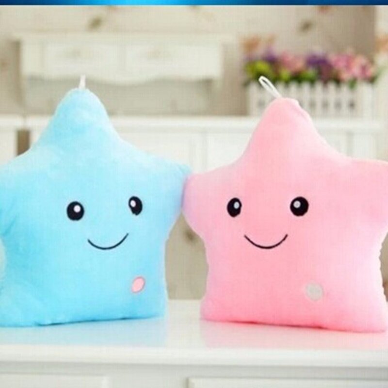 Unique Luminous Pillow Vivid Star Colorful Design Soft Stuffed Plush Glowing Led Light Pillow Toys Birthday Gift Toy for Kids